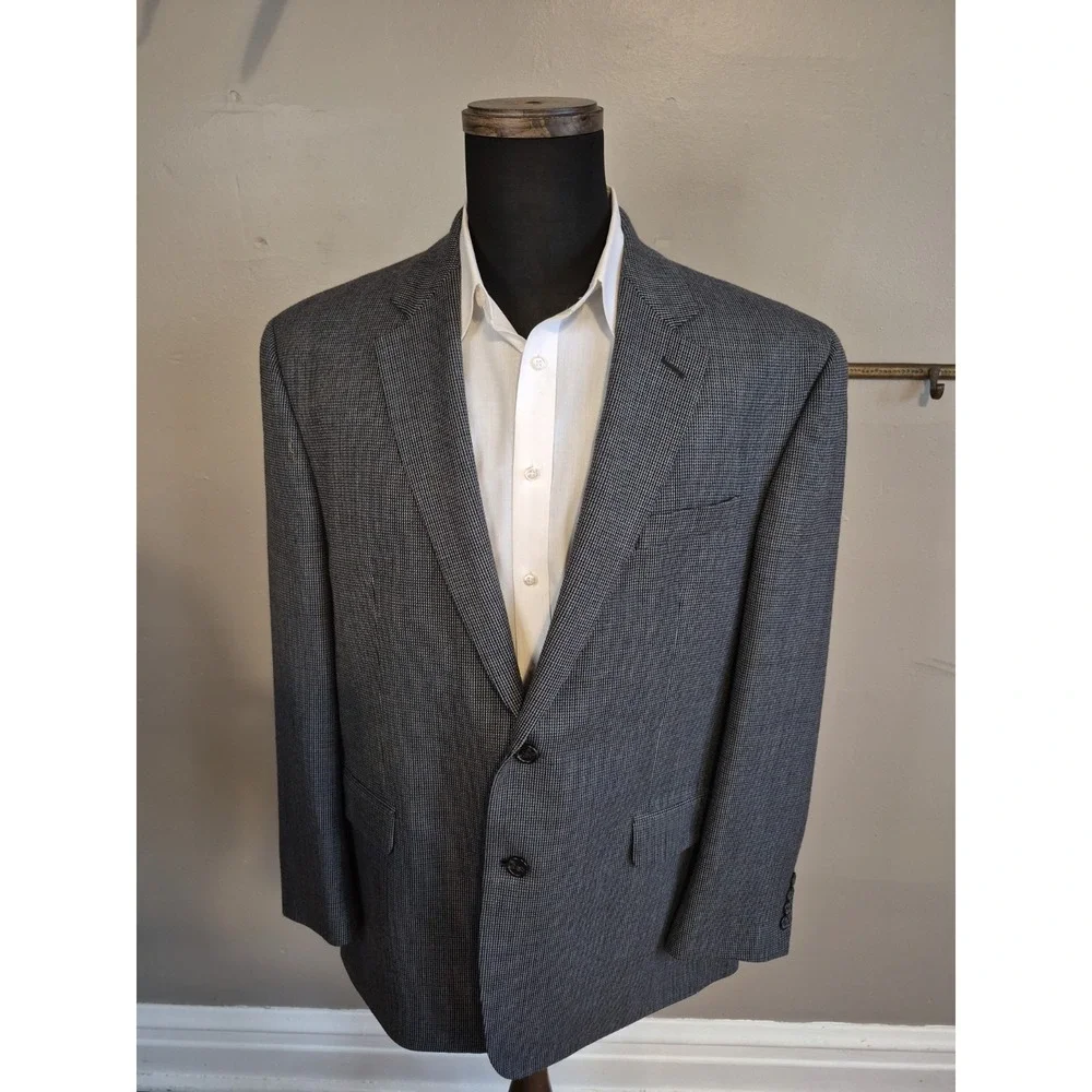 Chaps 44R Gray Blue Wool Blazer Mens 2 Button Sport Coat Single Vented Regular